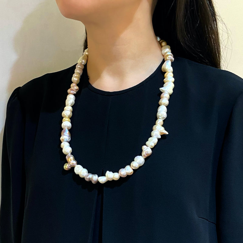 Buy Natural Fresh Water lavender Colour Hyderabadi Pearl Necklace Chain  With Certificate from Hyderabad for Women Girls (Double Layer) at Amazon.in