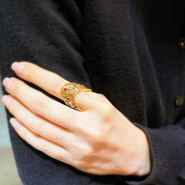 21K/850 Yellow Gold Colourful Gemstones Ring