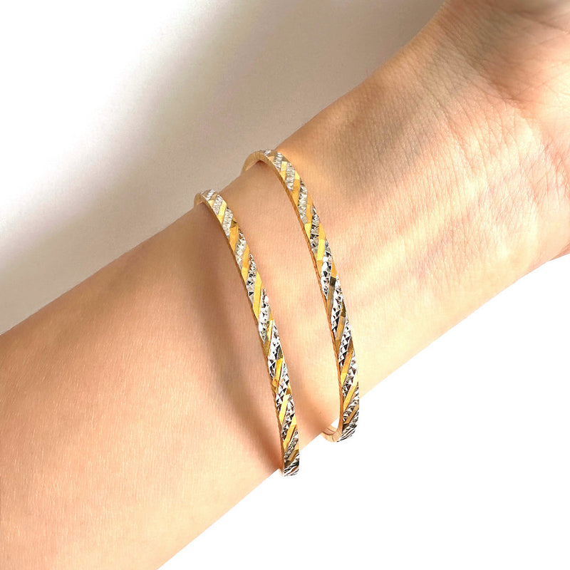 22K/916 Yellow Gold Two Tone Sparkle Bangle