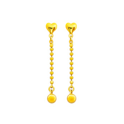 22K/ 916 Yellow Gold Love Ball Dangle Earrings