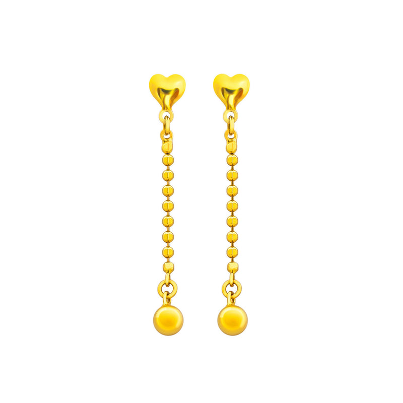 22K/ 916 Yellow Gold Love Ball Dangle Earrings