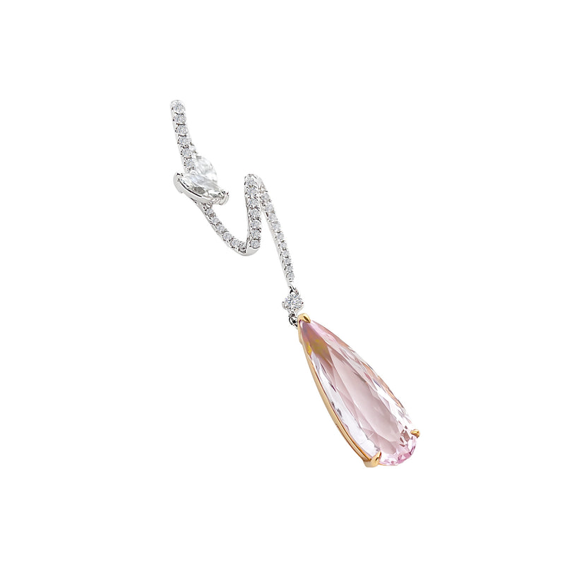 18K/ 750 Gold Kunzite Diamond Pendant