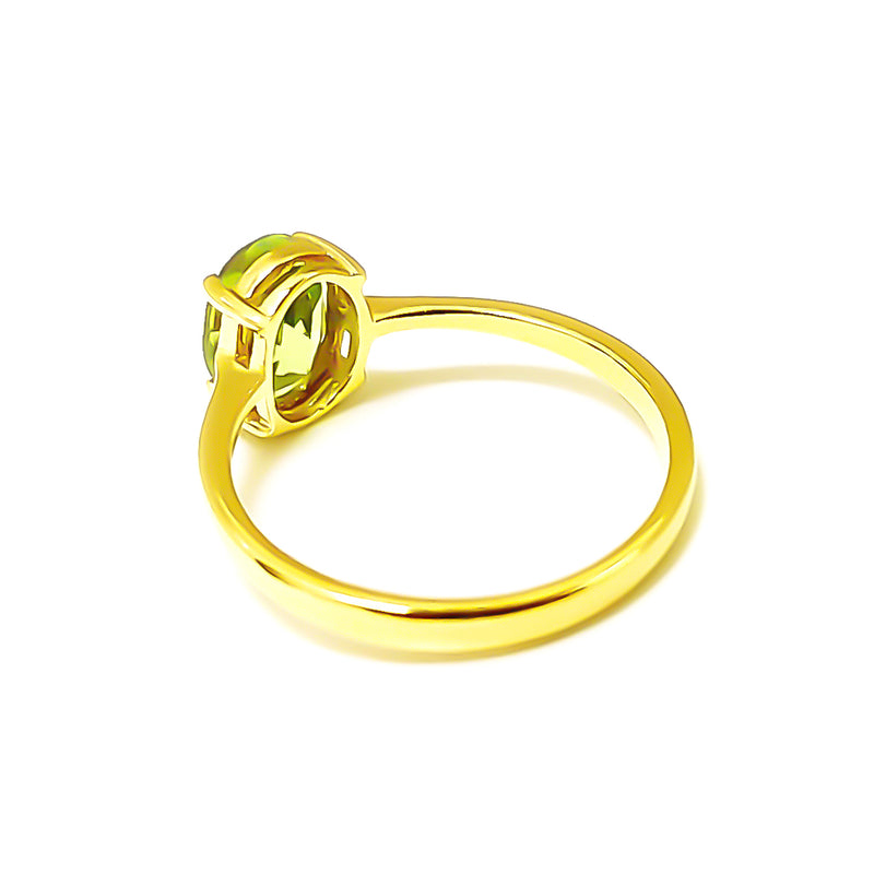 14K (585) Yellow Gold Ladies/ Women Oval Shaped Peridot Ring