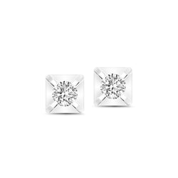 18K/ 750 White Gold Solitaire Diamond Earrings