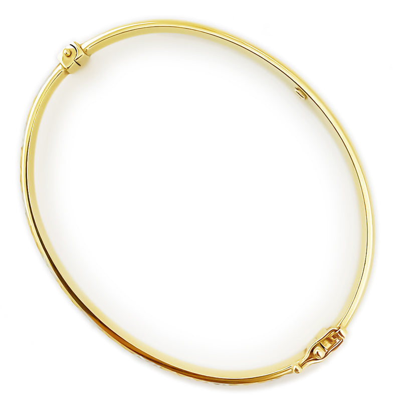 18K (750) Yellow Gold Unisex Two Tone Oval Shaped X Hinged Bangle