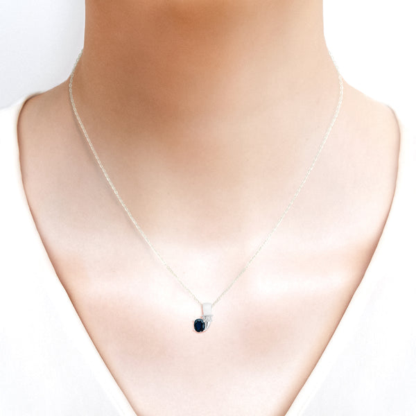 18K/ 750 White Gold Blue Sapphire Diamond Pendant
