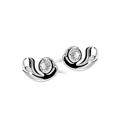 18K (750) White Gold Ladies/ Women Round Diamond Earrings