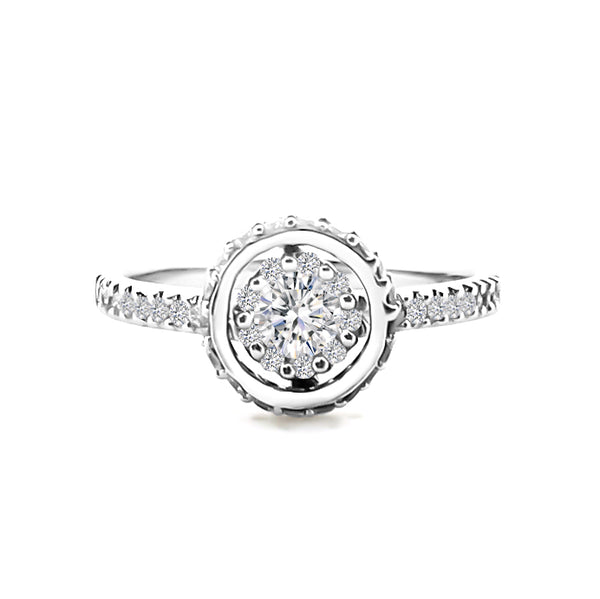 18K (750) White Gold Ladies/ Women Diamond Halo Ring