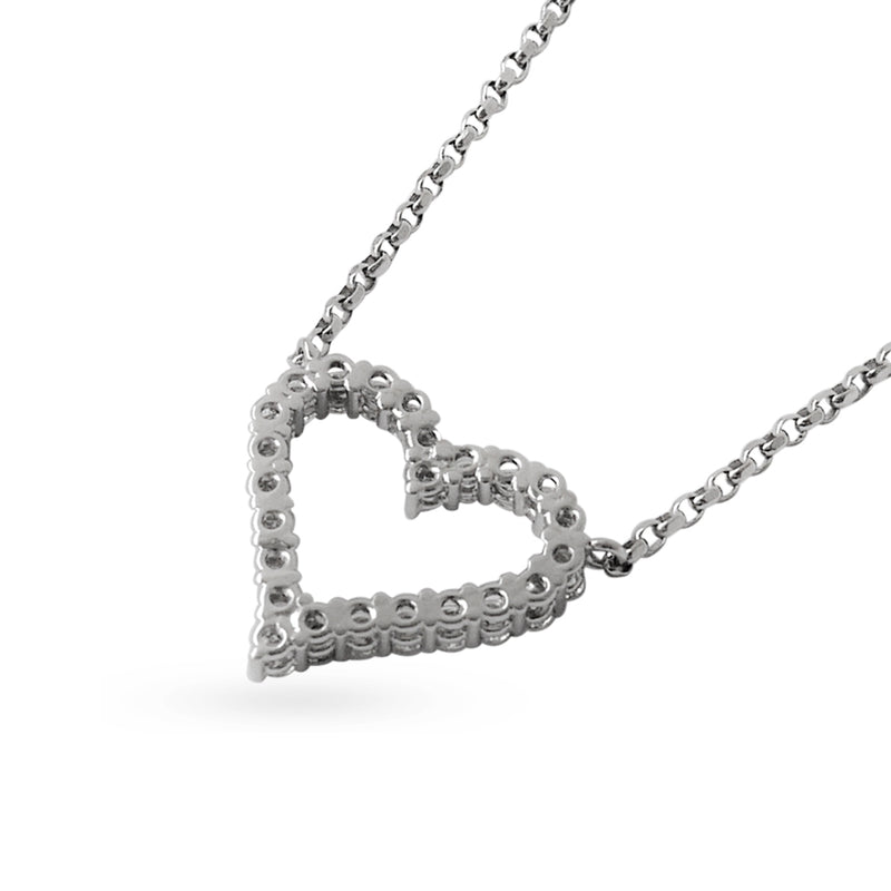 18K (750) White Gold Ladies/ Women Everyday Wear Love Shaped Diamond Necklace