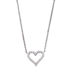 18K (750) White Gold Ladies/ Women Everyday Wear Love Shaped Diamond Necklace