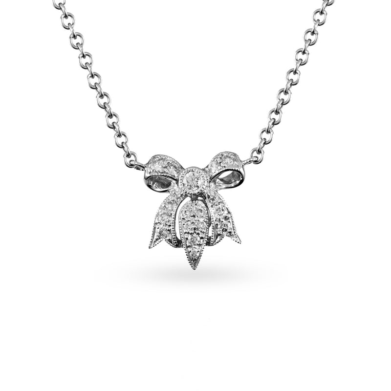 18K (750) White Gold Ladies/ Women Two Way Ribbon Turquoise & Diamond Necklace