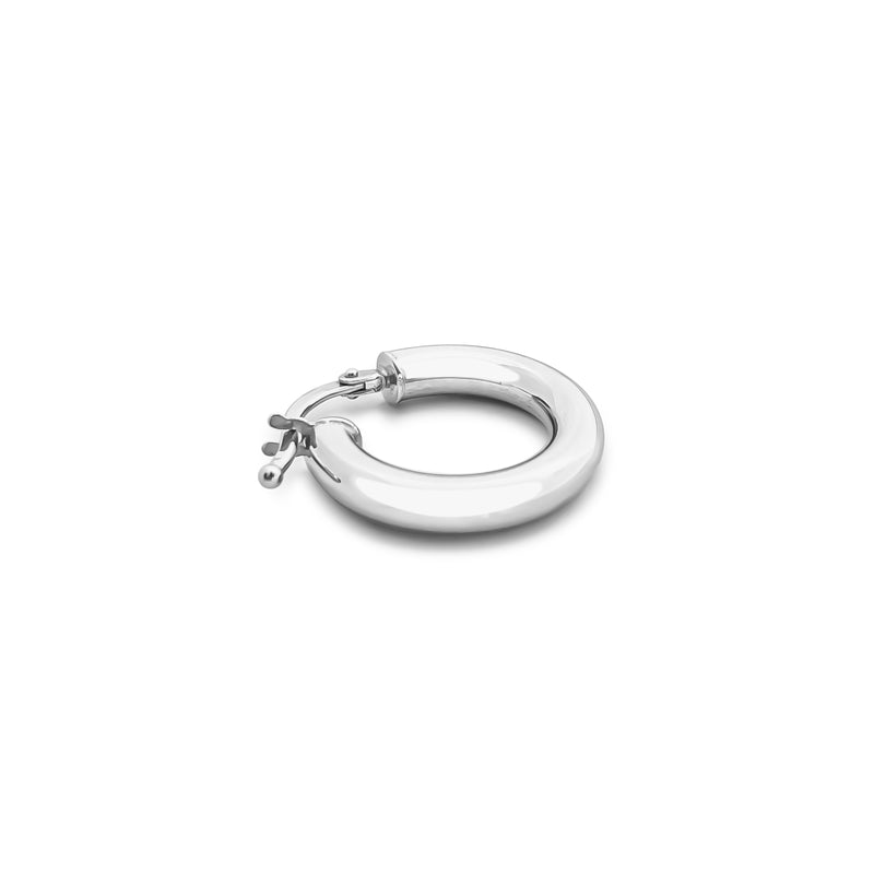 18K/ 750 White Gold Round Hoop Earrings