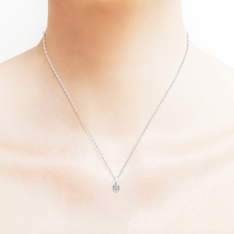 18K/ 750 White Gold Everyday Wear Solitaire Diamond Pendant