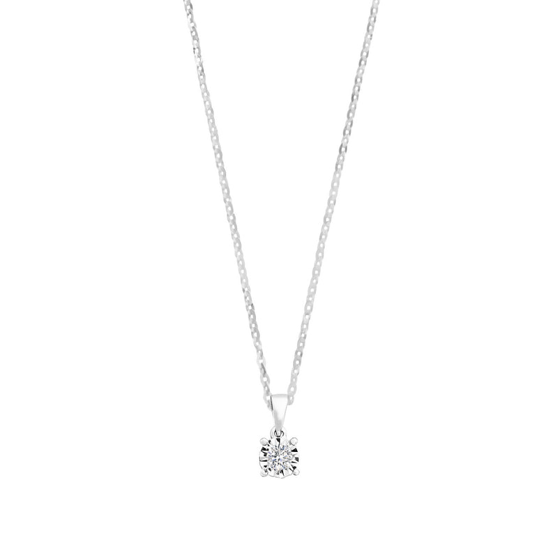 18K/ 750 White Gold Everyday Wear Solitaire Diamond Pendant