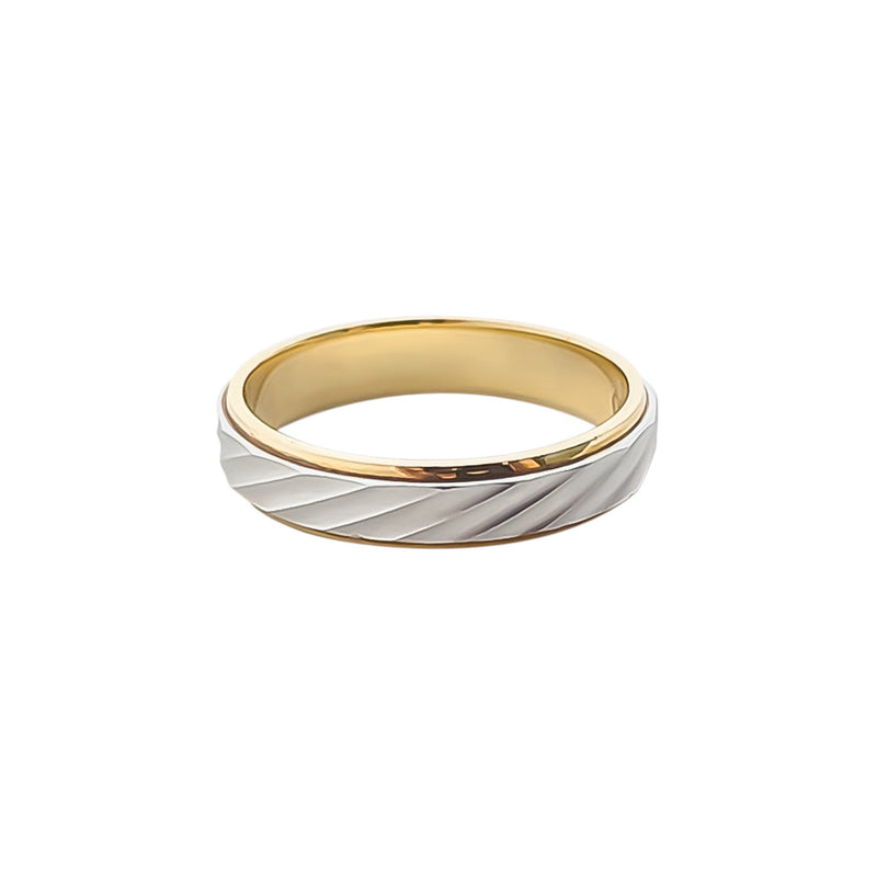 PT900 Platinum with 18K/750 Yellow Gold Wave Ring