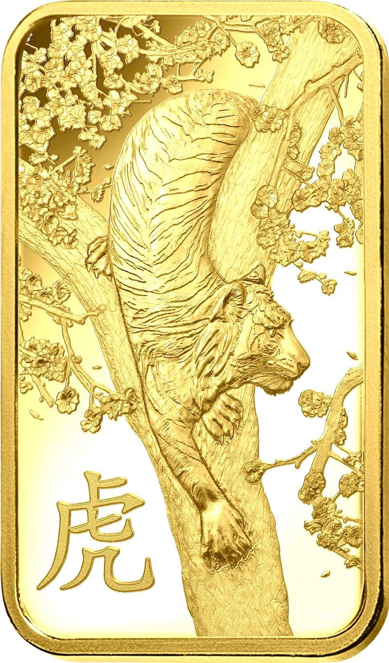 PAMP Suisse 24K/ 999.9 Gold Lunar Tiger Collectible Gold Bar 1 Oz