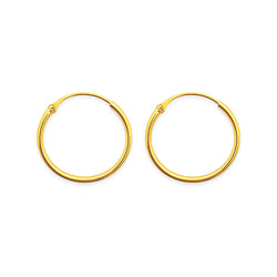 22K/ 916 Yellow Gold Round Hoop Earrings
