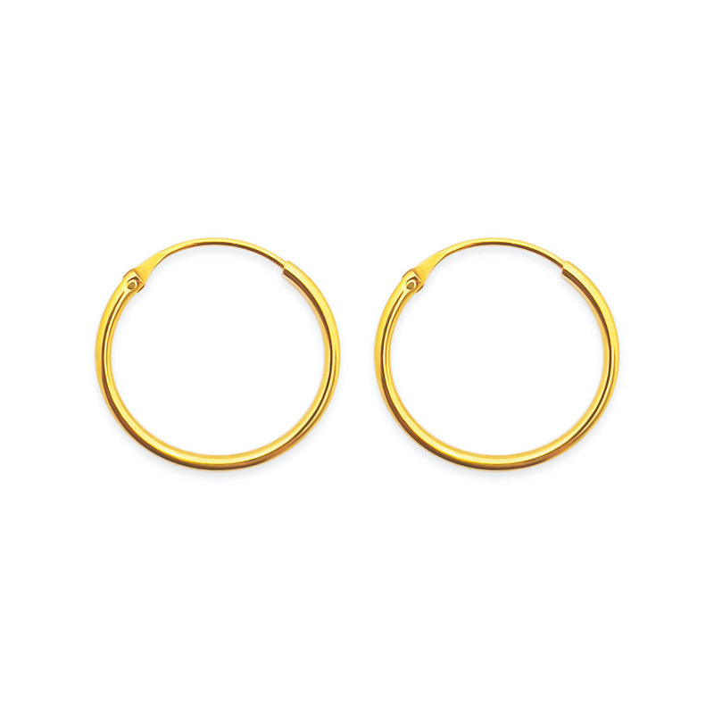22K/ 916 Yellow Gold Round Hoop Earrings