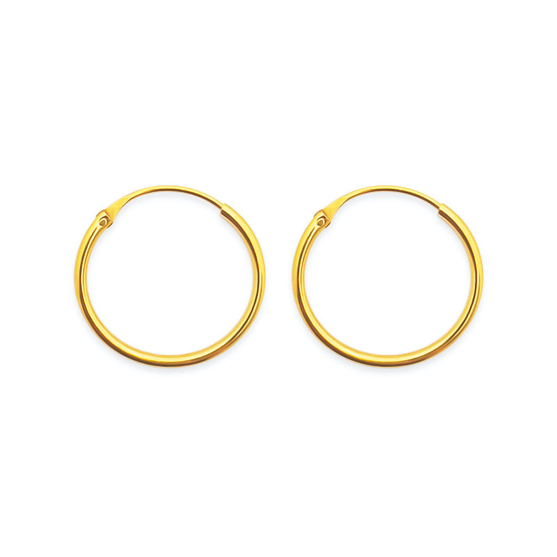 22K/ 916 Yellow Gold Round Hoop Earrings