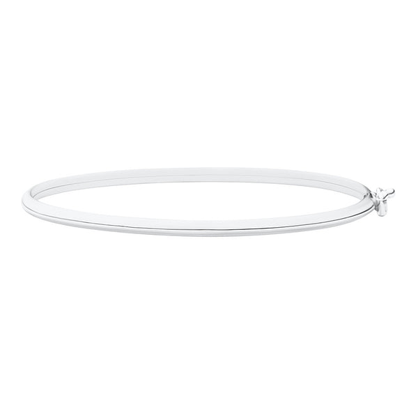 18K/750 White Gold Modern Knife Edge Plain Oval Bangle