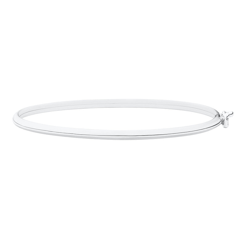 18K/750 White Gold Modern Knife Edge Plain Oval Bangle