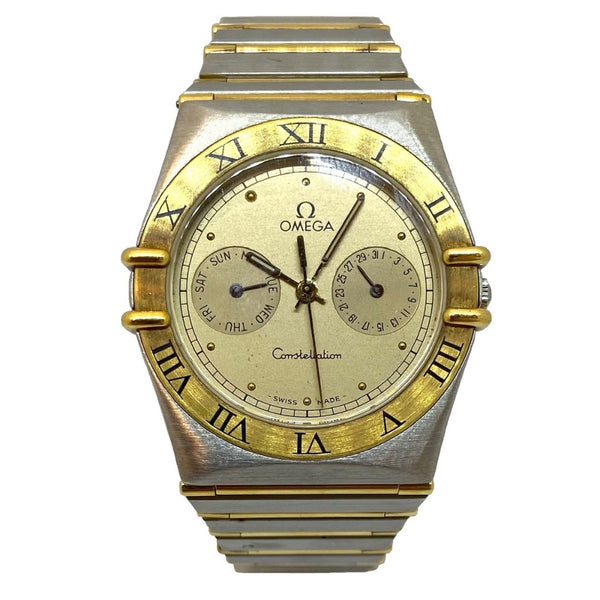 Pre-Owned Omega Constellation Day Date Half Gold Watch