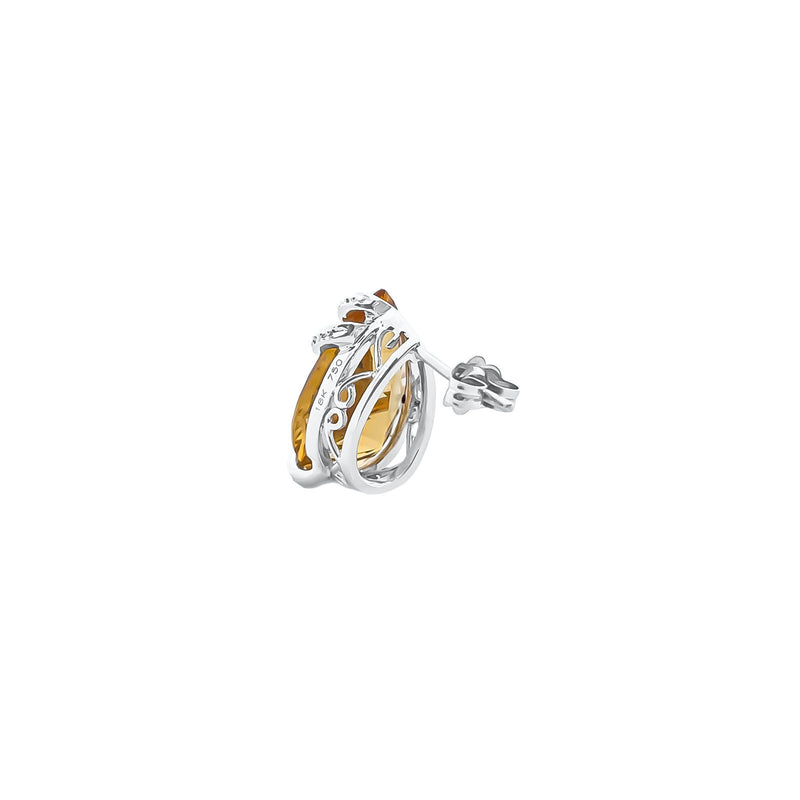 18K/ 750 White Gold Pear Citrine Diamond Earrings
