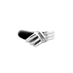 18K/750 White Gold Onyx Diamond Ring