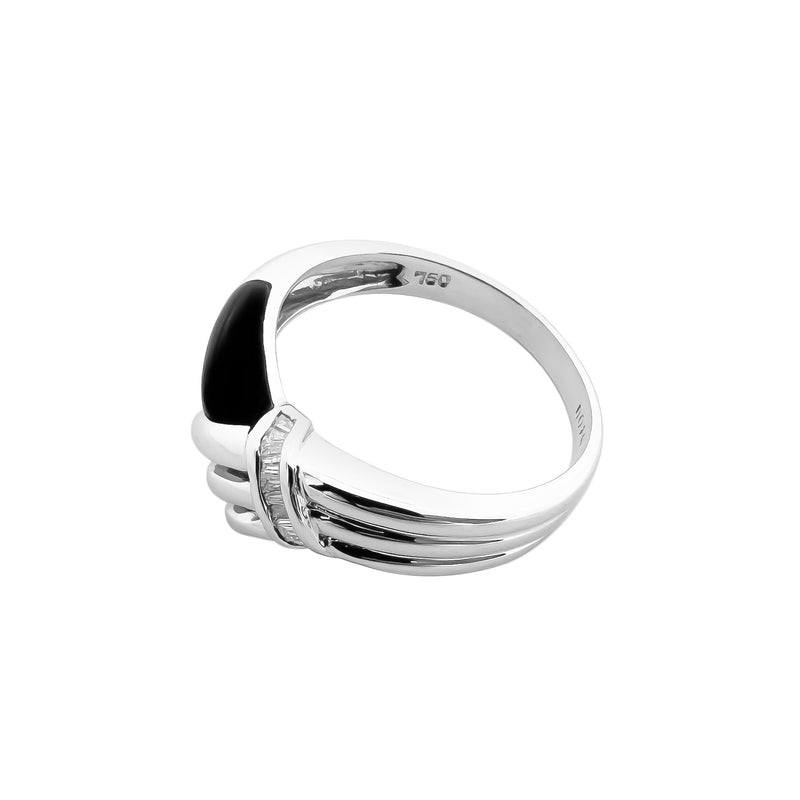 18K/750 White Gold Onyx Diamond Ring