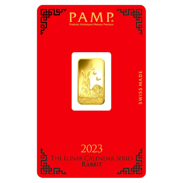PAMP Suisse 24K/ 999.9 Gold Lunar Rabbit Collectible Gold Bar 5 gram
