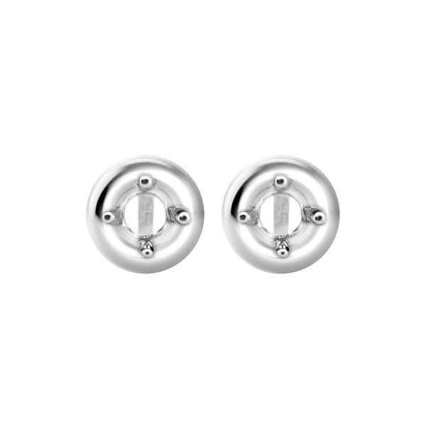 White Gold Four Prong Dome Earrings Settings +-4mm