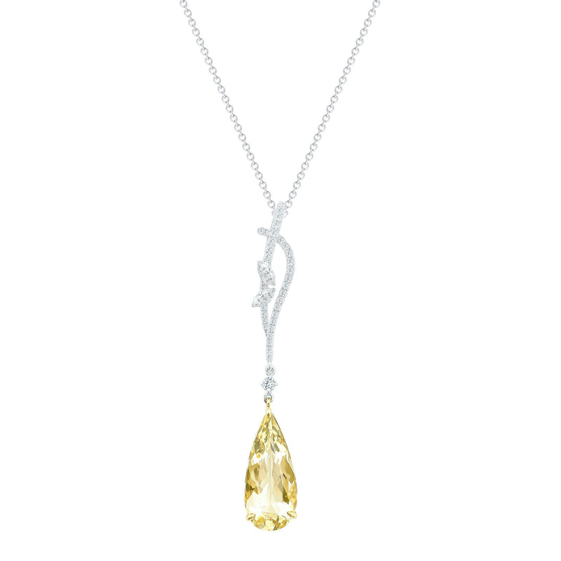 18K/ 750 Gold Yellow Beryl Diamond Pendant