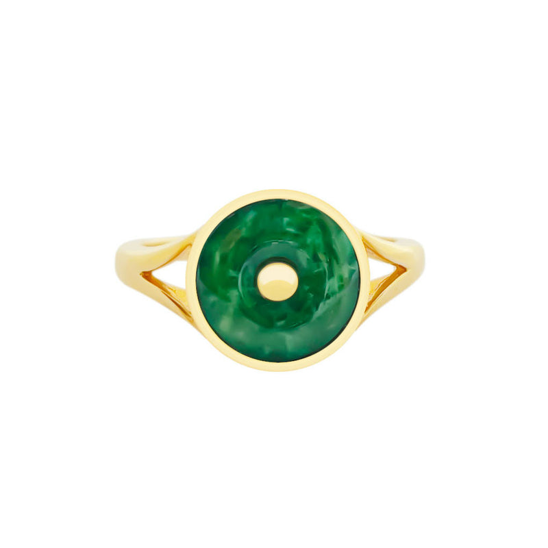 9K/ 375 Yellow Gold Jade Ring