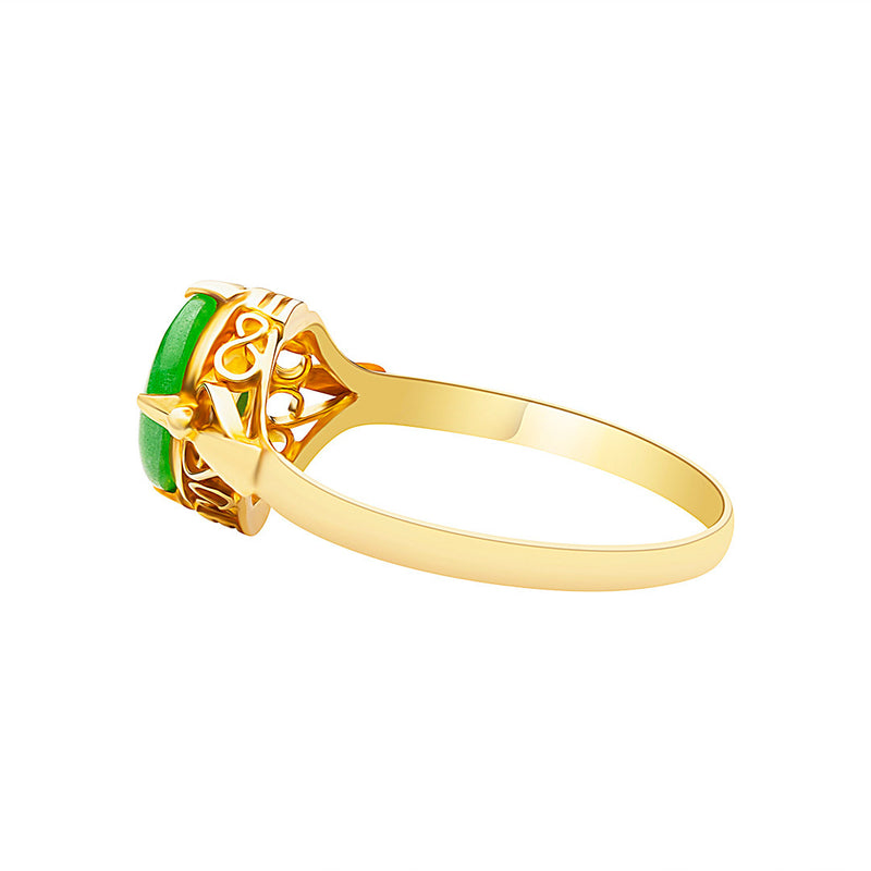 20K/ 835 Yellow Gold Heritage Jade Ring