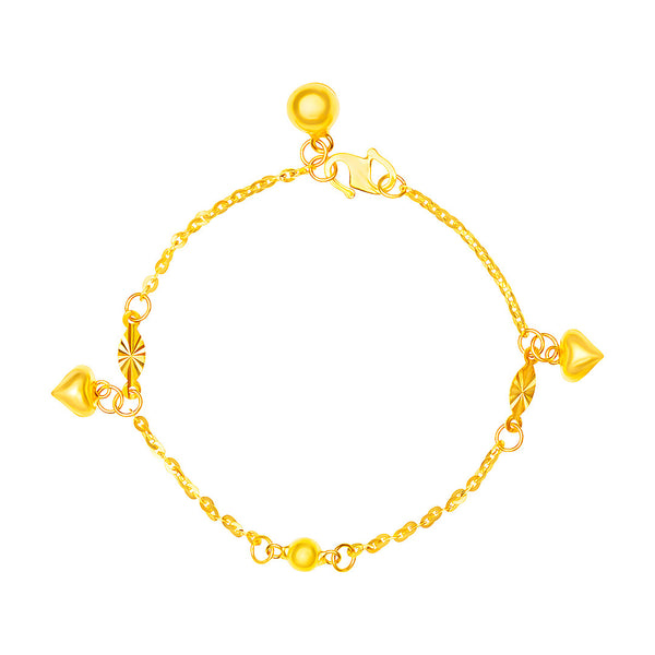 22K/916 Yellow Gold Full Love Ball Charm Bracelet