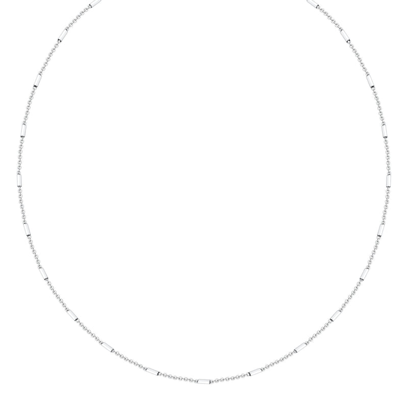 18K/ 750 White Gold Bar Link Necklace