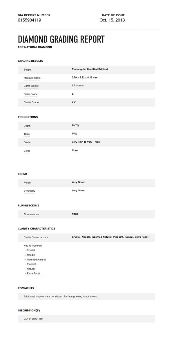 [Clearance] GIA Certified Rectangular Loose Diamond, 1.01 Carat, E Colour, VS1