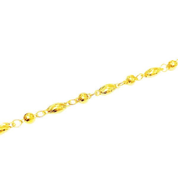 22K (916) Yellow Gold Ladies/ Women Moon Cut Bead Bracelet