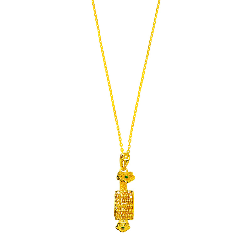 22K/ 916 Yellow Gold Two Tone Auspicious Ruyi Abacus Pendant