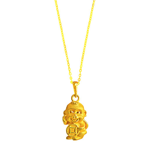 22K (916) Yellow Gold Unisex/ Kids 3D Prosperity Monkey Pendant