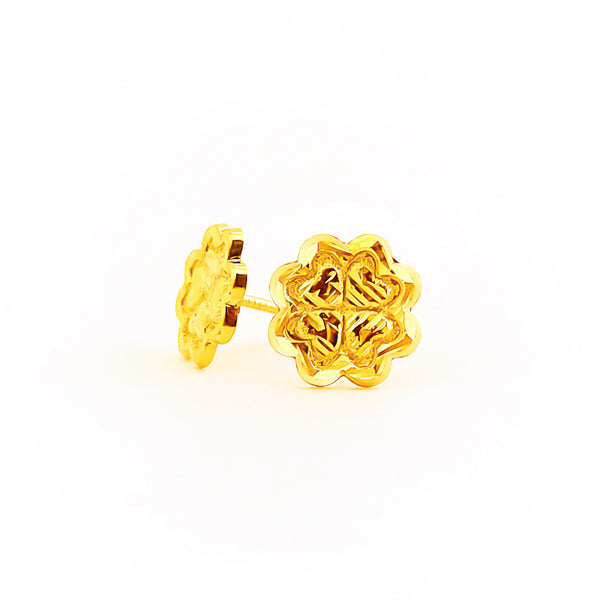 22K (916) Yellow Gold Ladies/ Women Star & Heart Earrings