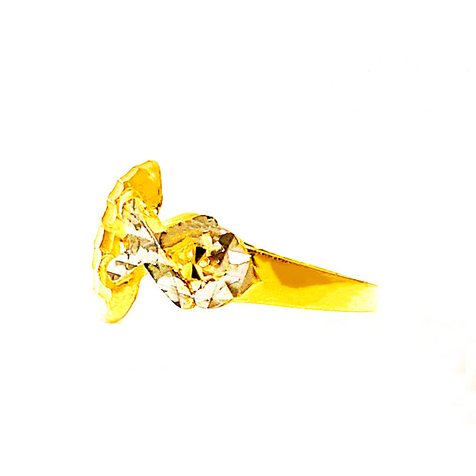 22K (916) Yellow Gold Ladies/ Women Two Tone Big Love Ring