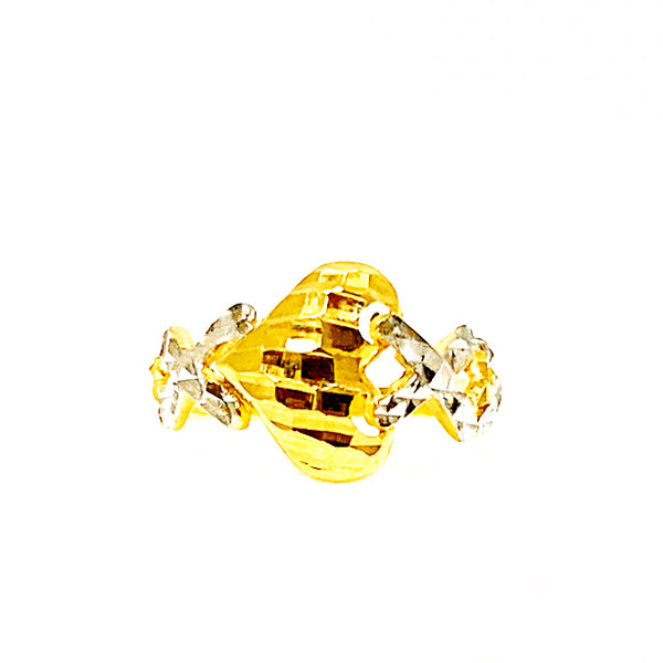 22K (916) Yellow Gold Ladies/ Women Two Tone Big Love Ring