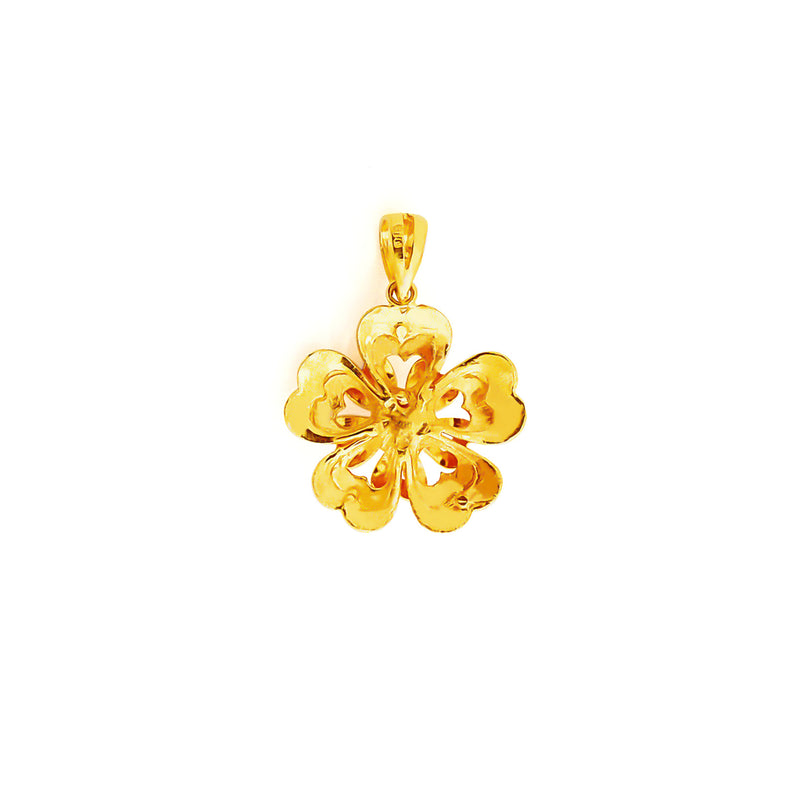 22K (916) Yellow Gold Ladies/ Women 3D Two Tone Five Petals Flower Pendant