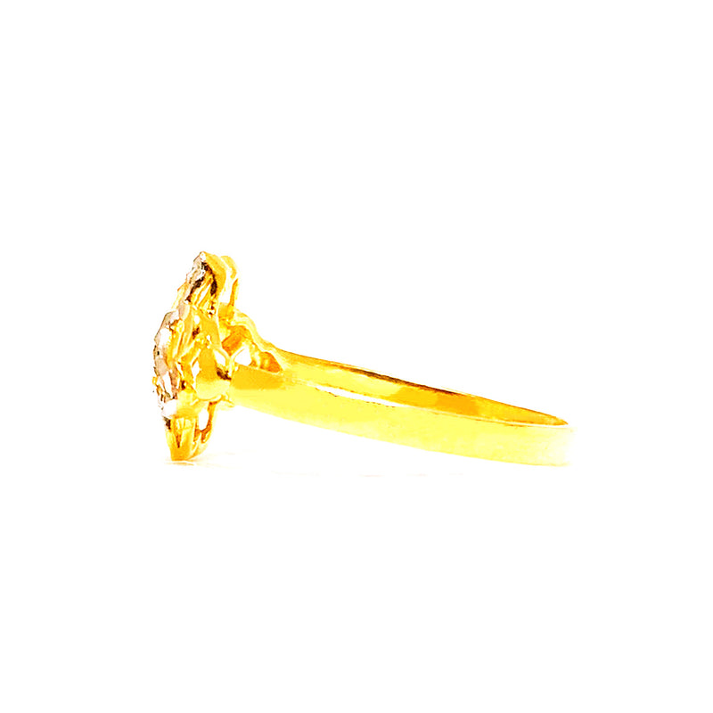 22K (916) Yellow Gold Ladies/ Women Two Tone Flower Ring