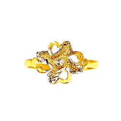 22K (916) Yellow Gold Ladies/ Women Two Tone Flower Ring