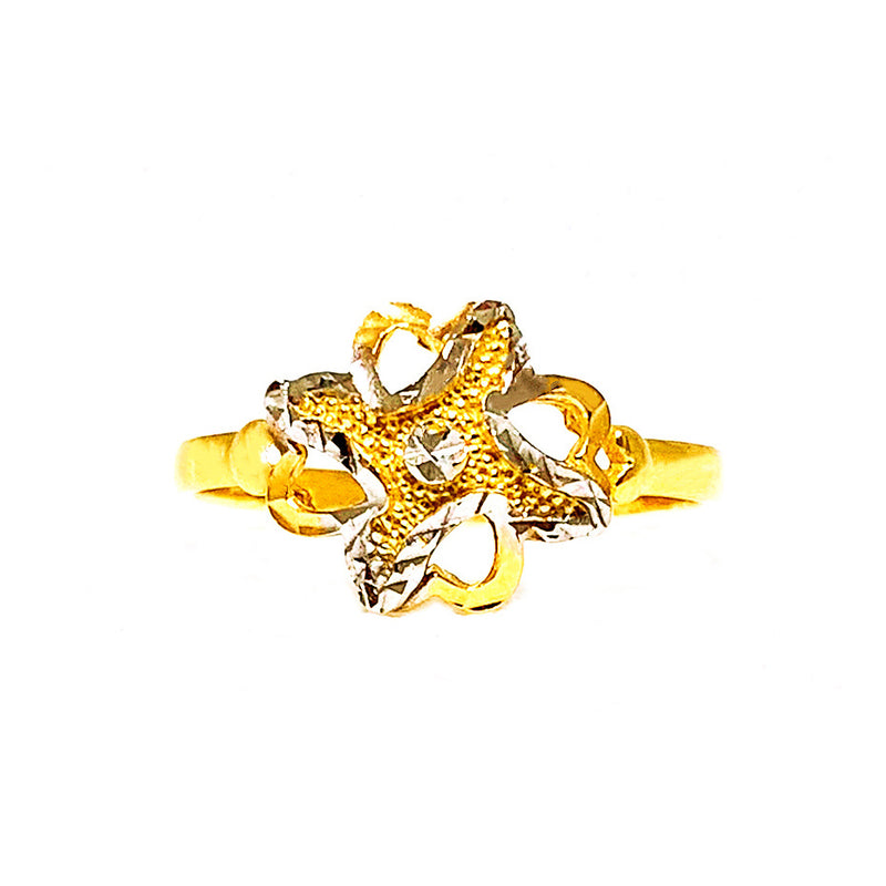 22K (916) Yellow Gold Ladies/ Women Two Tone Flower Ring