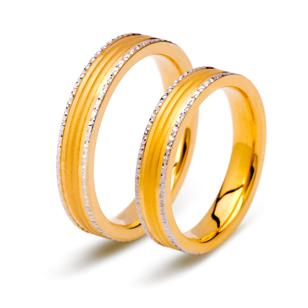 22K (916) Unisex Yellow Gold Two Tone Ring