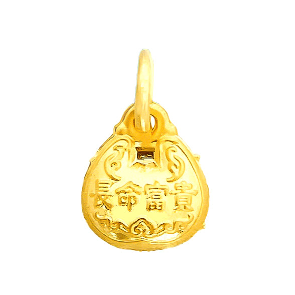 24K (999) Yellow Gold Auspicious And Longevity Lock Pendant/ Charm