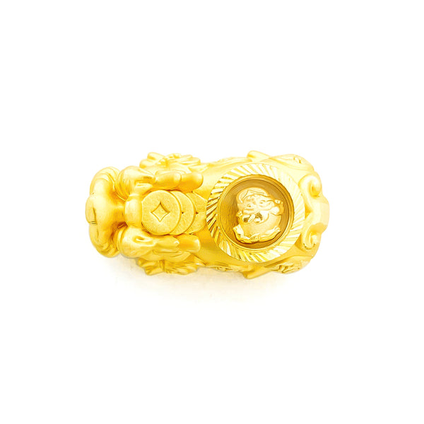 24K (999) Yellow Gold 3D Pi Xiu With Rotatable Qi Lin Charm